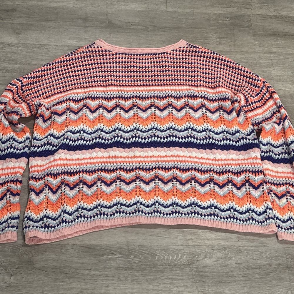 Lilly Pulitzer Samora Sweater Top Kitschy Coral Textured Reef Stripe Large - Picture 9 of 9